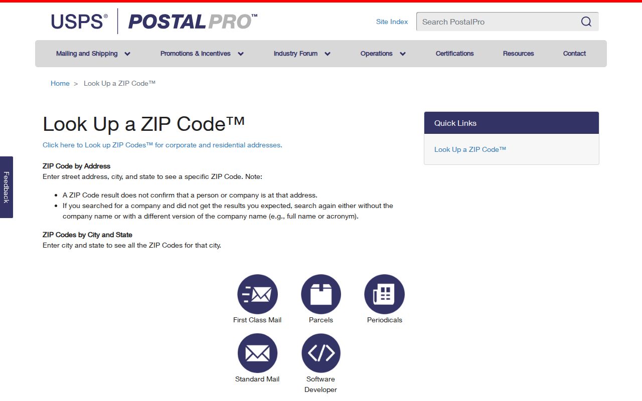 West Lafayette ZIP code directory USPS lookup screen